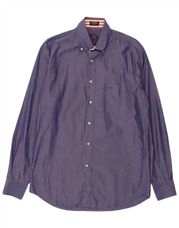 Paul & Shark Camisa para hombre Talla 40 Mediana Algodón morado