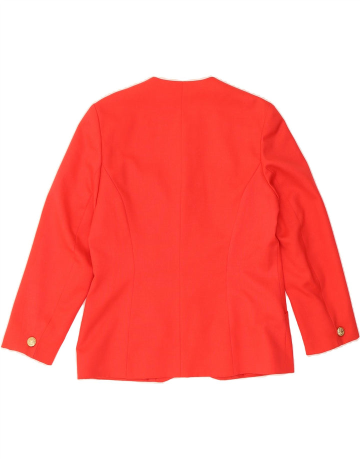 VINTAGE Womens 3 Button Blazer Jacket UK 12 Medium Red New Wool Vintage Vintage and Second-Hand Vintage from Messina Hembry 