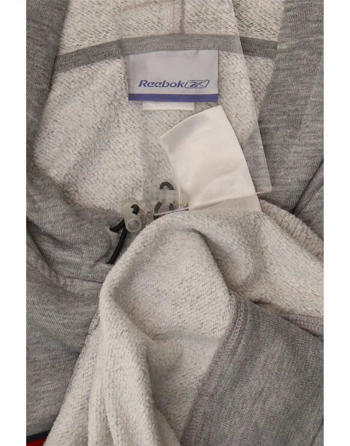 Reebok Sudadera con capucha gráfica para hombre XL Gris moteado Poliéster