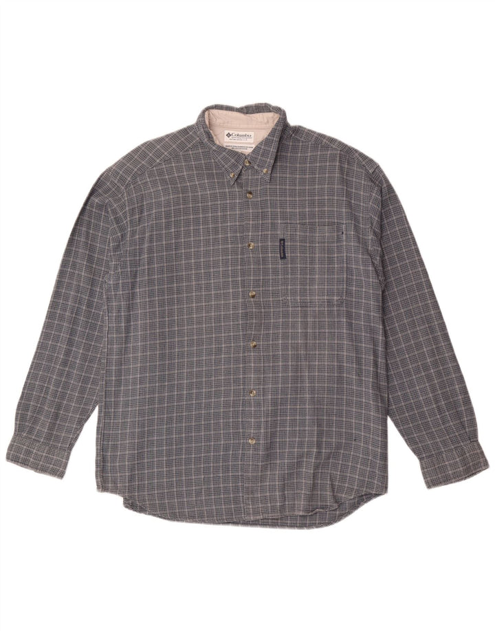 Camisa de franela Columbia para hombre de algodón a cuadros azules grandes