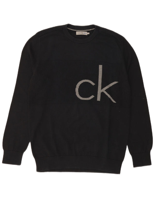 Calvin Klein Jeans Hombre Gráfico Cuello Redondo Jersey Suéter Grande Algodón Negro