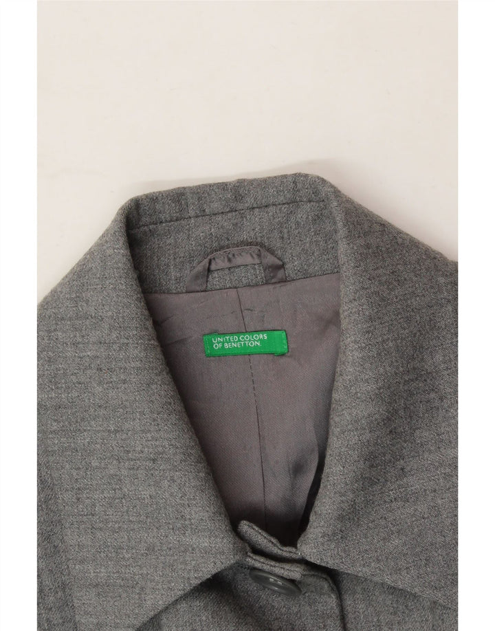 BENETTON Womens 5 Button Blazer Jacket IT 44 Medium Grey New Wool Vintage Benetton and Second-Hand Benetton from Messina Hembry 