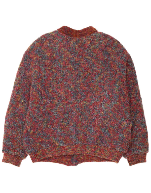 Vintage hombres punto bomber chaqueta Reino Unido 40 gran lana moteada de Borgoña