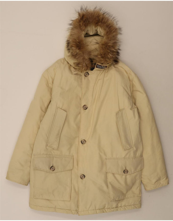 Woolrich Parka acolchada con capucha para hombre UK 38 Medium Beige