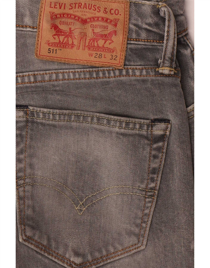 Levi's Hombre 511 Slim Jeans W28 L32 Algodón Gris