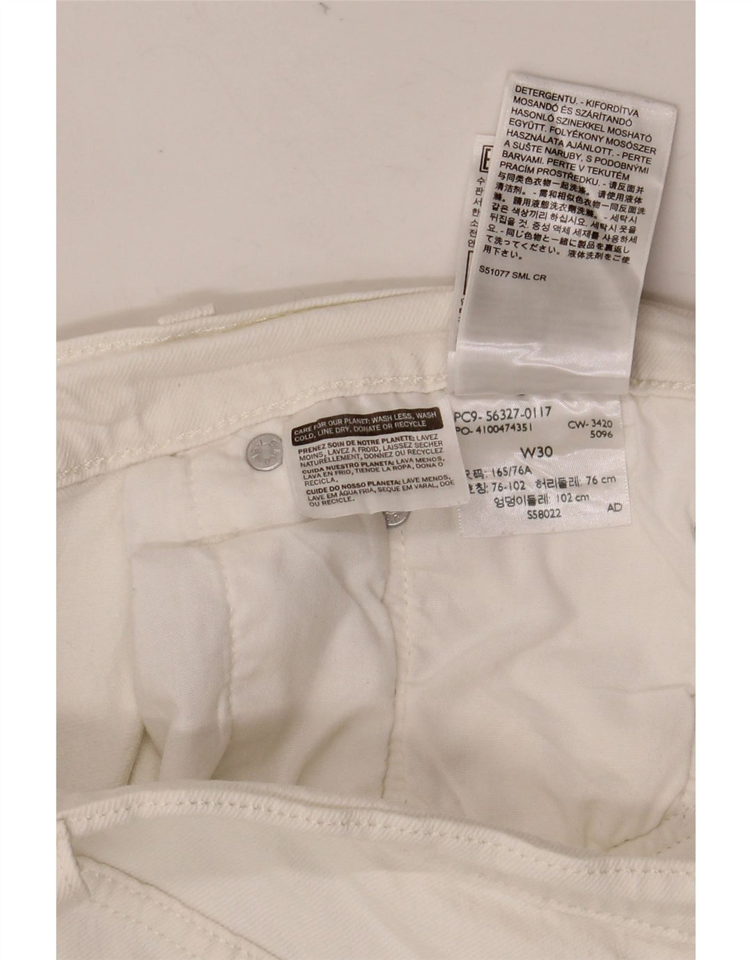 LEVI'S Mujer 501 Shorts De Mezclilla W30 Algodón Blanco Mediano