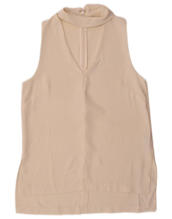 Topshop Blusa sin mangas para mujer Top UK 10 Small Off White Poliéster