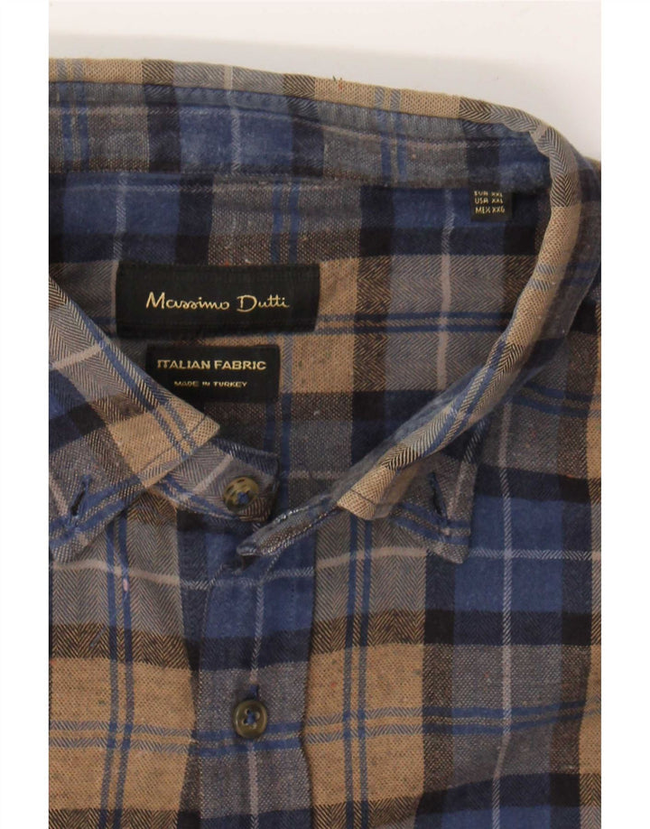 Massimo Dutti Camisa Franela Hombre 2XL Cuadros Marrón