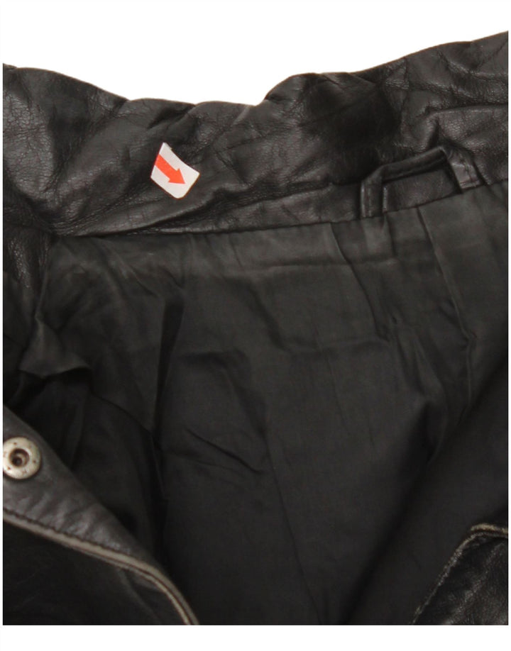 VINTAGE Chaqueta de cuero de gran tamaño para mujer EU 42 Cuero negro grande