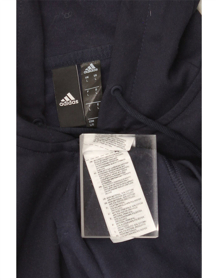 ADIDAS Sudadera con capucha y cremallera para hombre, talla grande, algodón azul marino