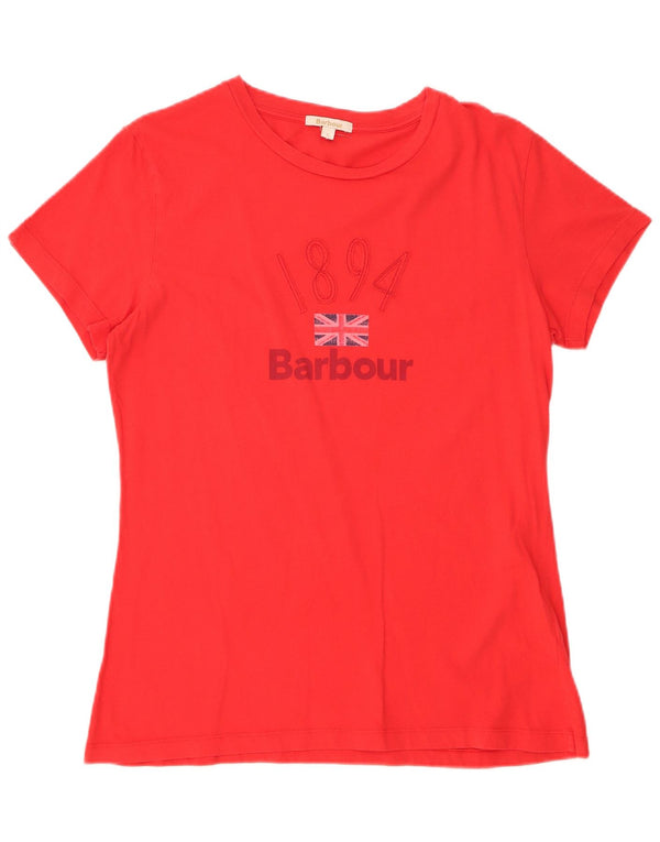 Barbour Camiseta gráfica para mujer Top UK 46 Large Red Cotton