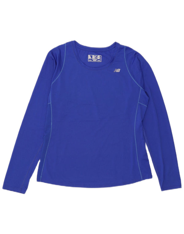 New Balance Mujer Top Manga Larga UK 44 Grande Poliéster Azul