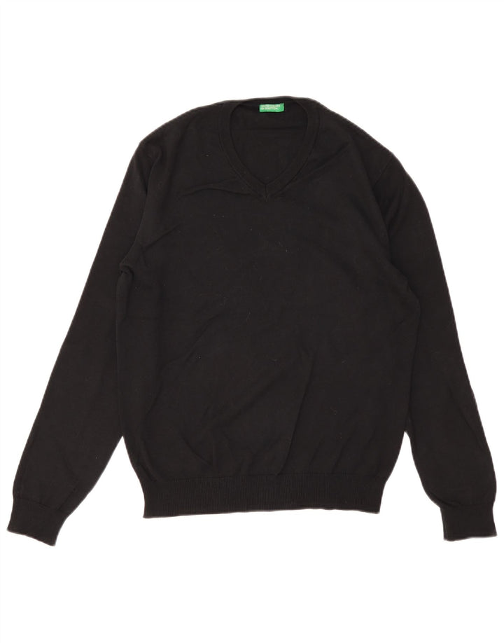 Benetton Jersey Con Cuello De Pico Small Negro Algodón