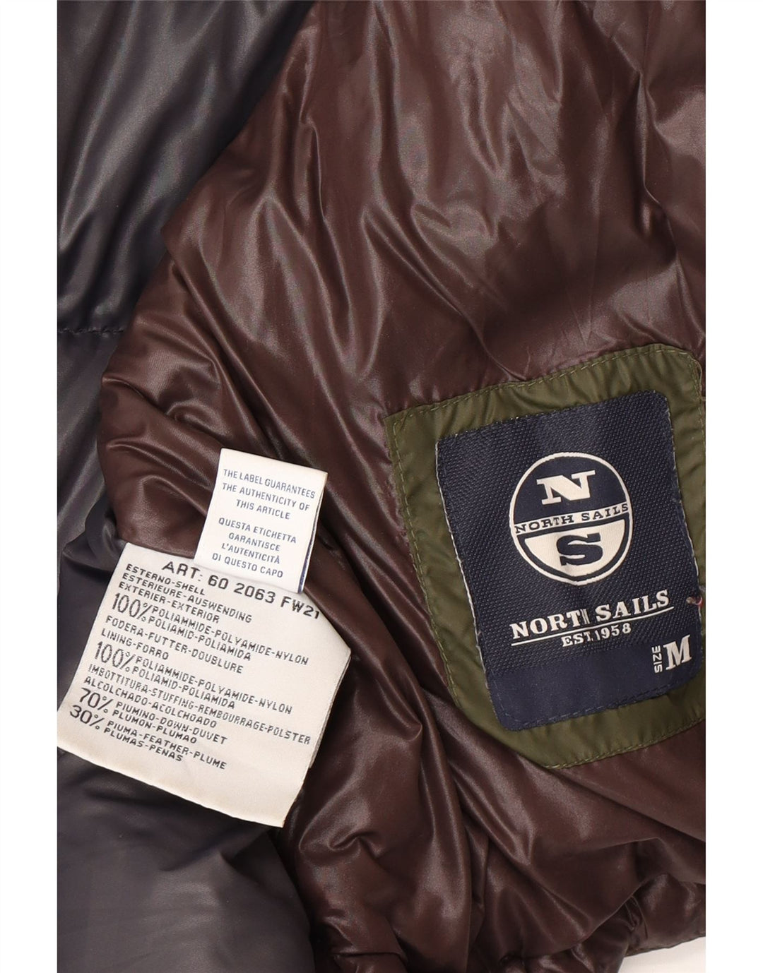 NORTH SAILS Chaqueta acolchada para hombre ES 38 Marrón medio Poliamida