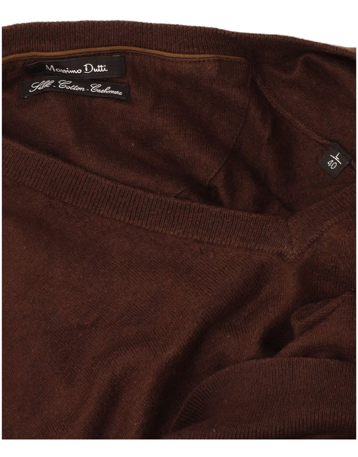 Massimo Dutti Jersey Con Cuello En V Hombre Large Marrón Algodón