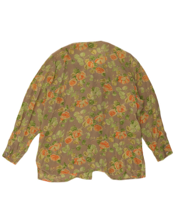 Persona Camisa Mujer Blusa Talla 19 Pequeña Seda Floral Beige