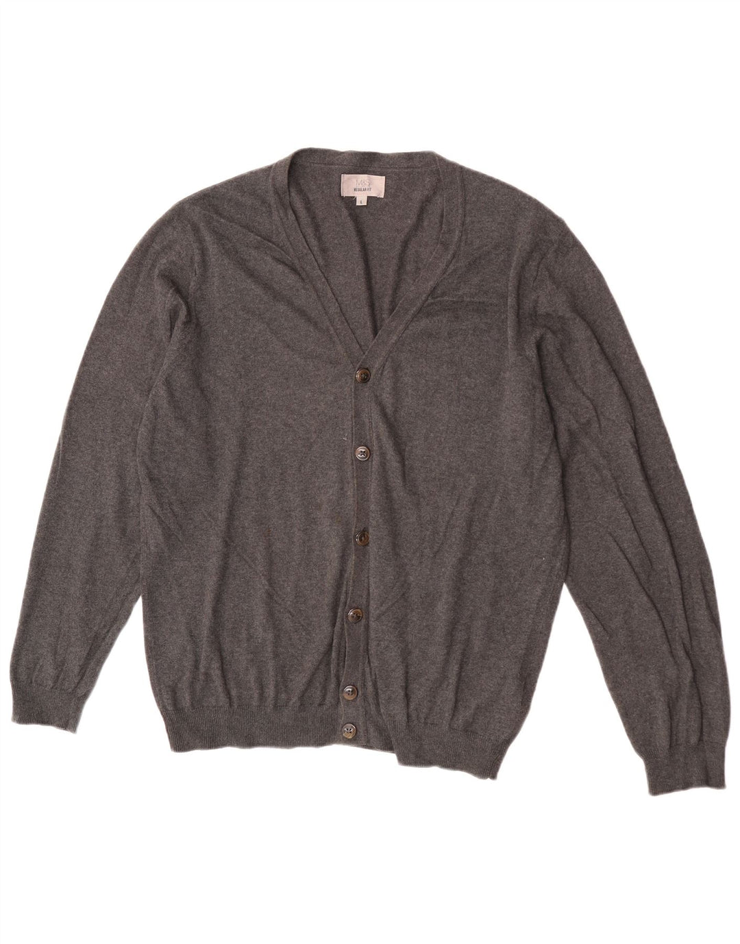 Marks & Spencer - Cárdigan para hombre, talla grande, algodón gris