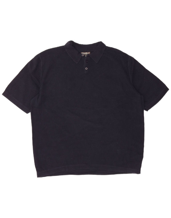 EDDIE BAUER Jersey alto de manga corta con cuello tipo polo para hombre XL Azul marino