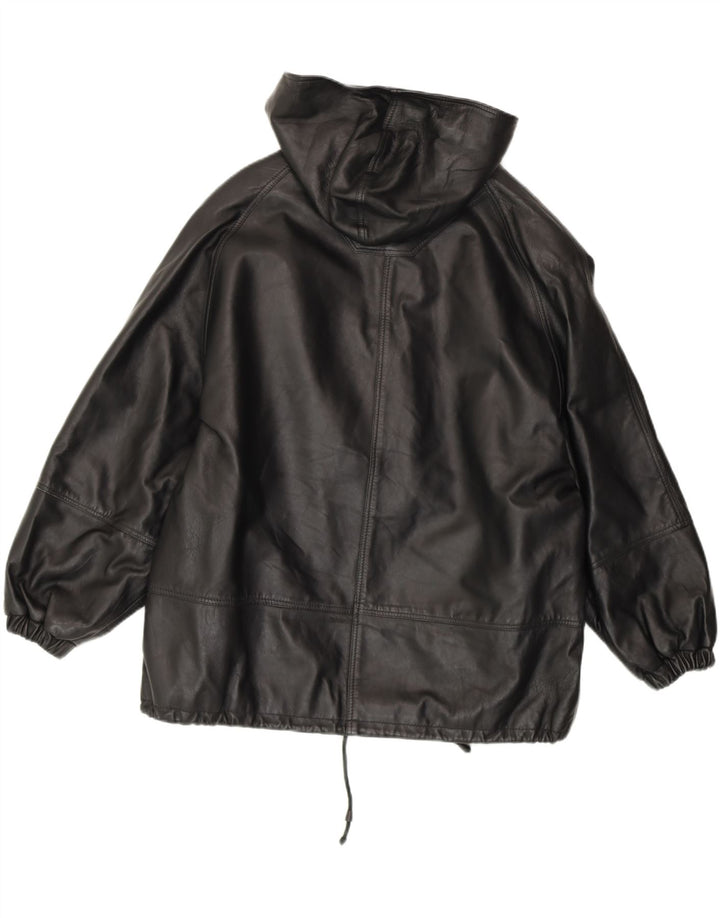 CONBIPEL Chaqueta de lona extragrande con capucha para mujer IT 42 Cuero negro mediano