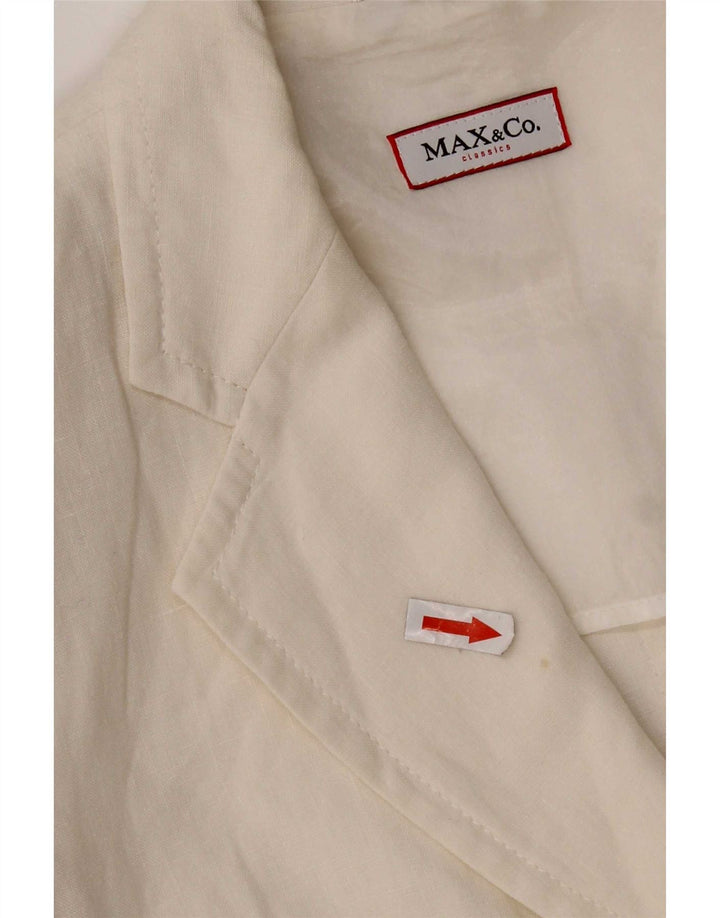Max & Co. Chaqueta tipo blazer de 3 botones para mujer UK 8 Small White Linen