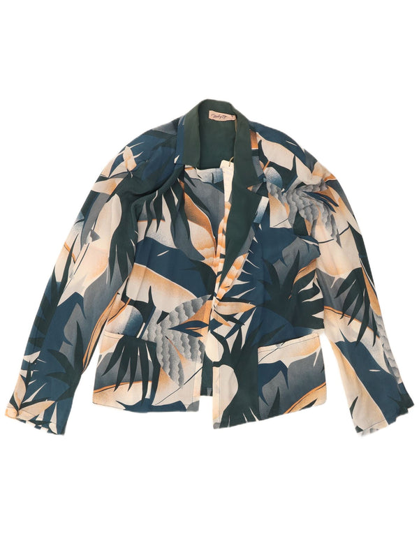 Vintage mujer Cardigan Top IT 46 Acetato floral verde grande