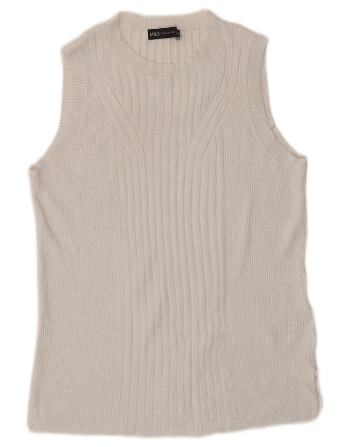 Marks & Spencer - Camiseta sin mangas para mujer, talla 40, talla grande, viscosa blanca