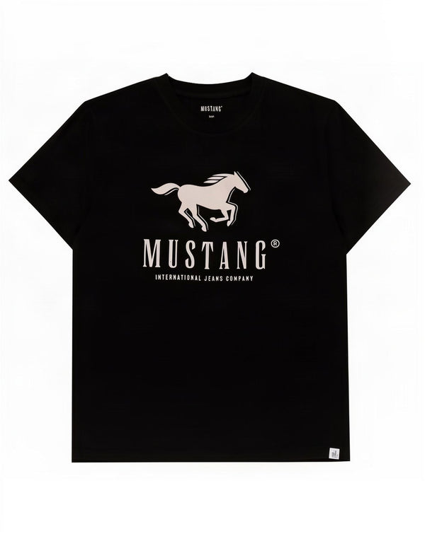 Mustang Camiseta gráfica para mujer Top UK 46 Grande Algodón negro