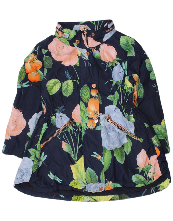 Ted Baker Chubasquero para niña 6-7 años Azul Marino Floral Poliéster