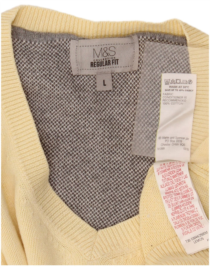 MARKS & SPENCER Suéter tipo jersey con cuello en V y ajuste regular para hombre Algodón beige grande