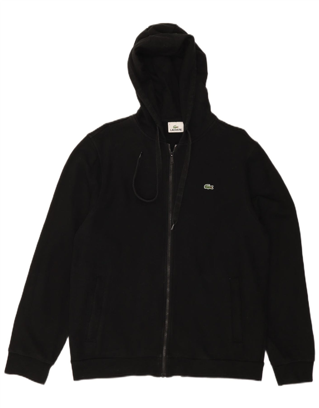 Lacoste Sudadera con capucha y cremallera para hombre Talla 5 Grande Algodón negro