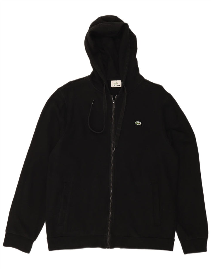 Lacoste Sudadera con capucha y cremallera para hombre Talla 5 Grande Algodón negro