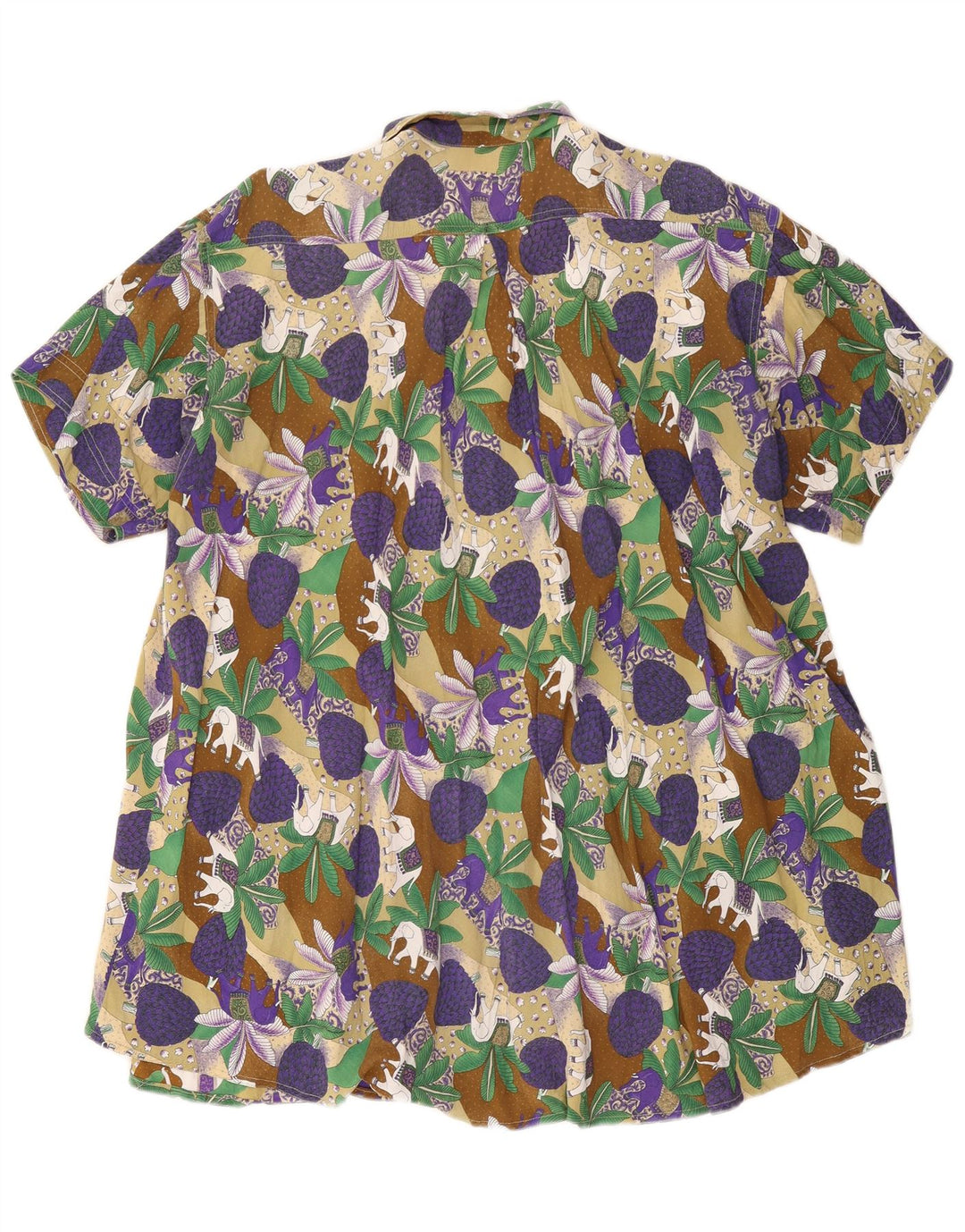 Vintage mujer manga corta camisa blusa IT 46 grande multicolor