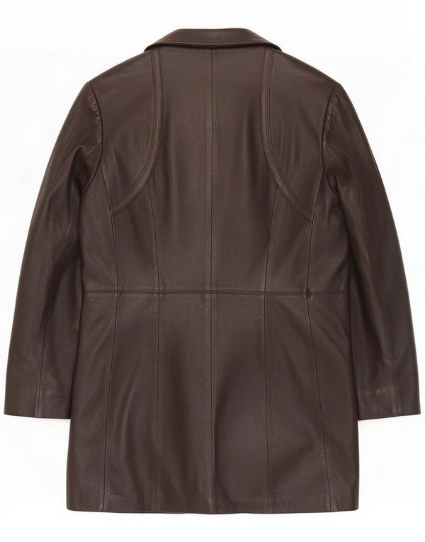 Abrigo de cuero vintage para hombre IT 48 Marrón medio