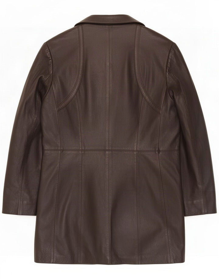 Abrigo de cuero vintage para hombre IT 48 Marrón medio