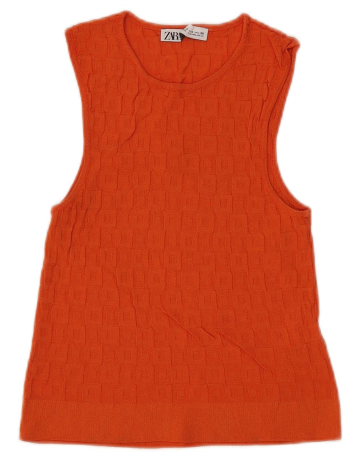 Zara Mujer Crop Vest Top UK 8 Small Naranja Viscosa