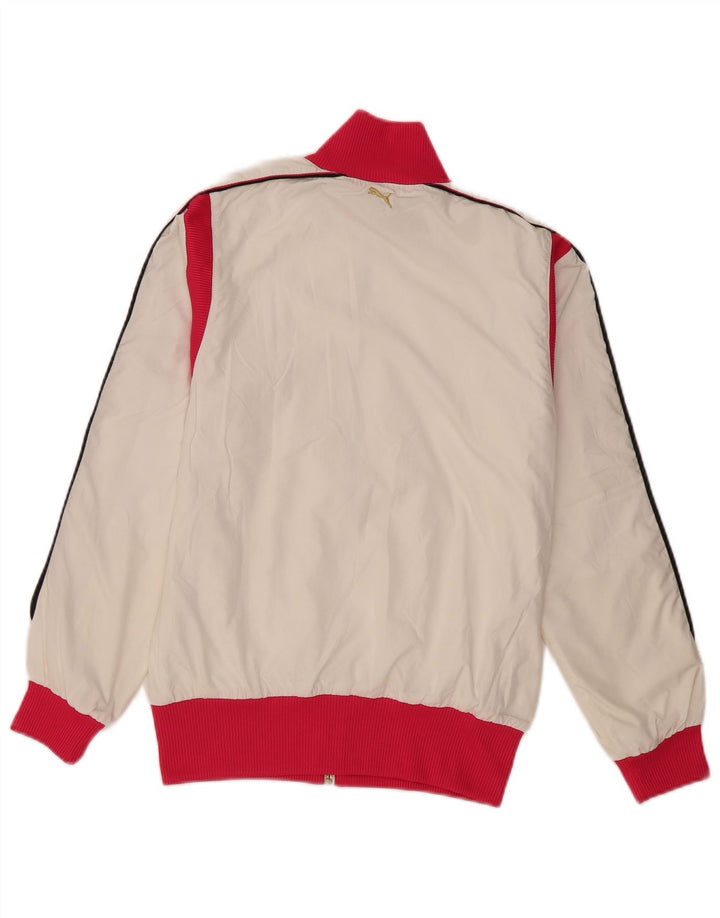 Puma Mujer Chándal Top Chaqueta UK 10 Pequeño Blanco Colorblock Poliéster
