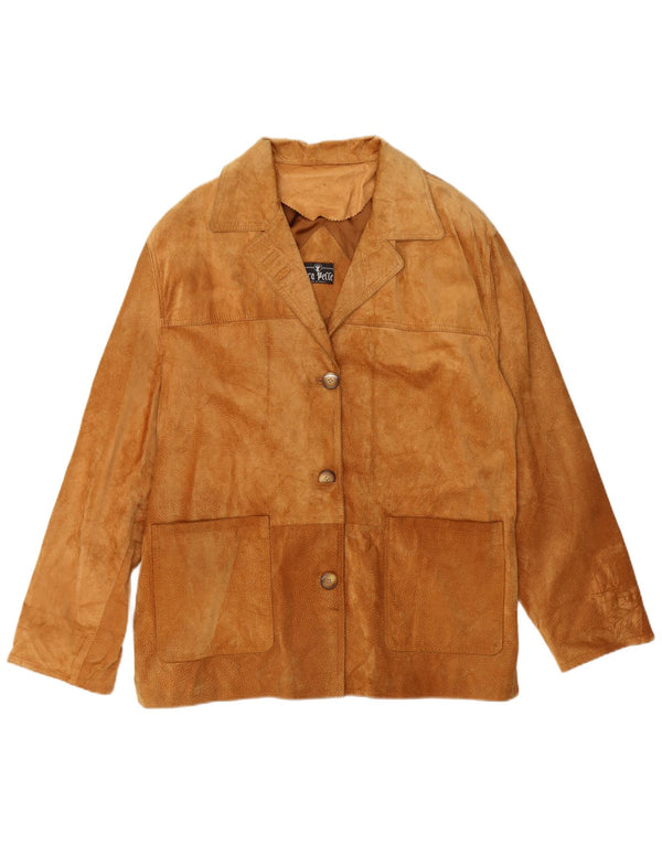 Vera Pelle Chaqueta de ante extragrande para mujer IT 48 XL Cuero beige