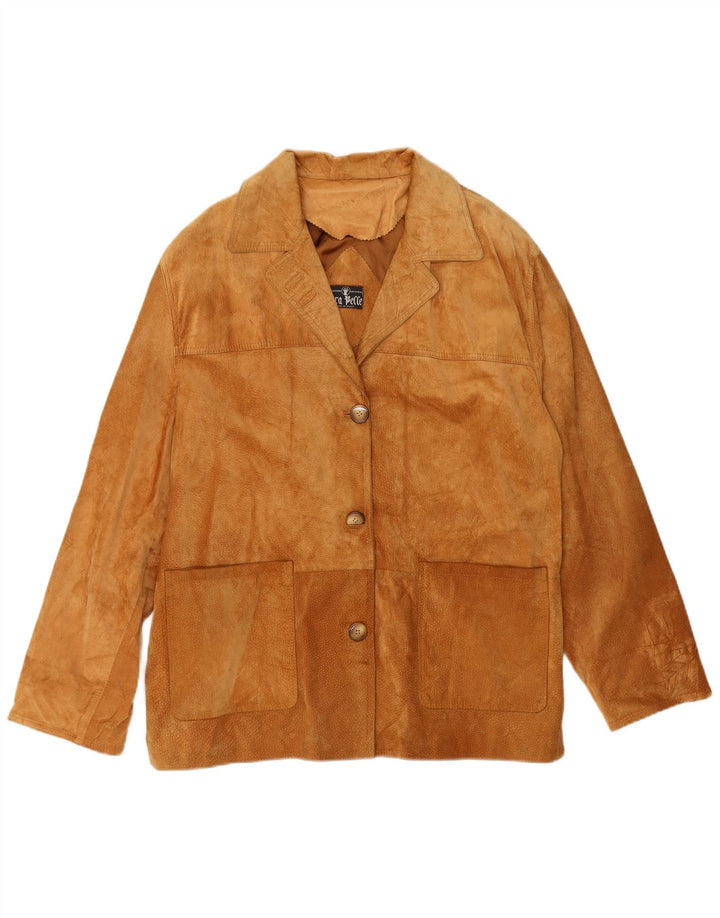 Vera Pelle Chaqueta de ante extragrande para mujer IT 48 XL Cuero beige