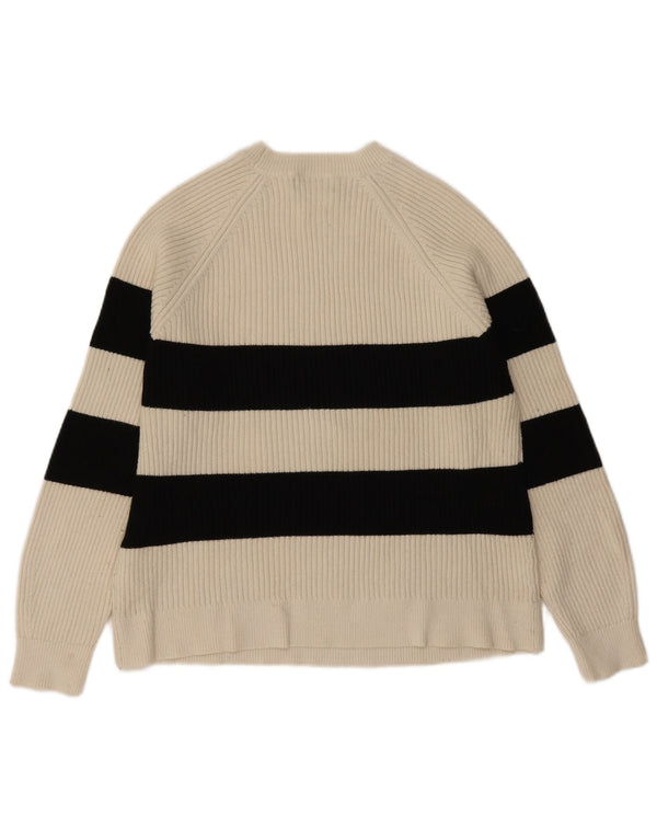 Marks & Spencer Jersey de Cuello Redondo para Mujer UK 40 XL Blanco Rayas