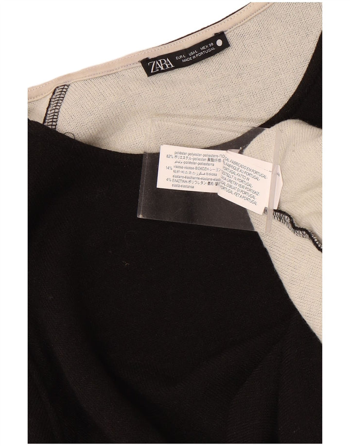 Zara Mujer Sudadera De Gran Tamaño Jersey UK 46 Grande Poliéster Negro