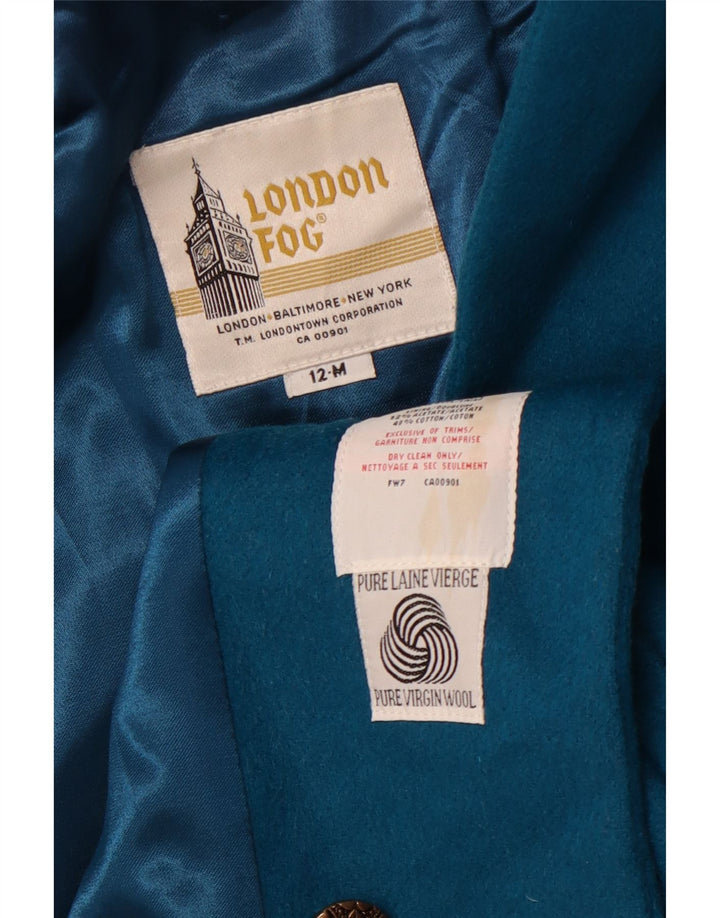 LONDON FOG Abrigo de doble botonadura para mujer US 12 Lana azul grande