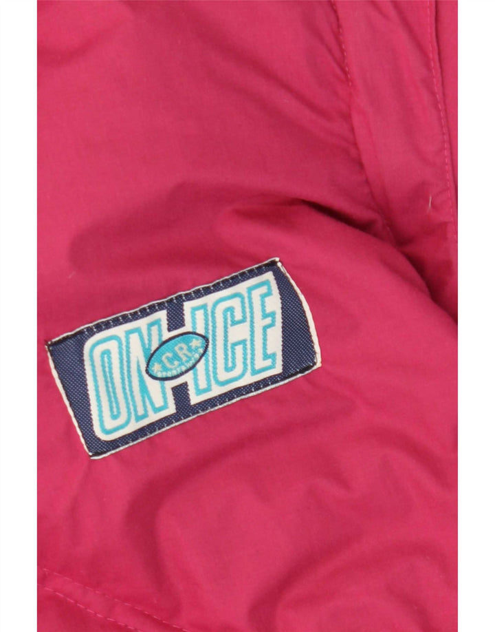Vintage hombres acolchado reversible chaqueta de esquí Reino Unido 40 poliéster rosa grande