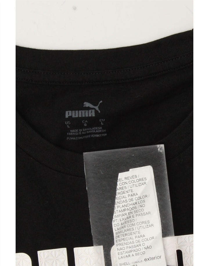 PUMA Camiseta gráfica para hombre Top grande de algodón negro