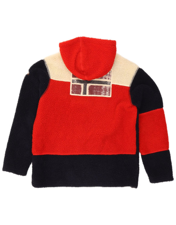 Napapijri Chaqueta polar con capucha para hombre UK 34 XS Poliéster con bloques de color negro