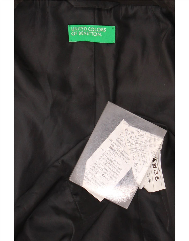 BENETTON Chaqueta tipo blazer con 1 botón para mujer UK 8 Small Poliéster negro