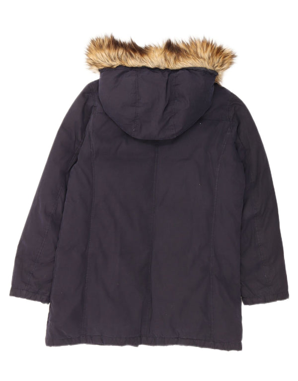 Benetton Abrigo Acolchado Extragrande Con Capucha Para Mujer UK 8 Small Azul Marino
