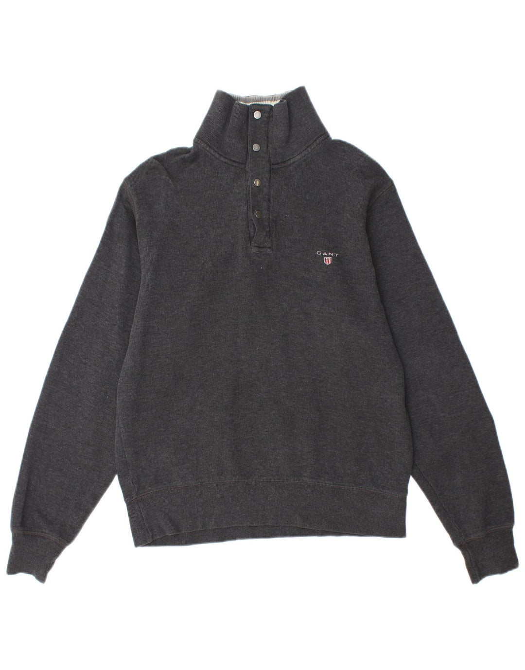GANT Jersey con cuello y cremallera para hombre, talla pequeña, algodón gris