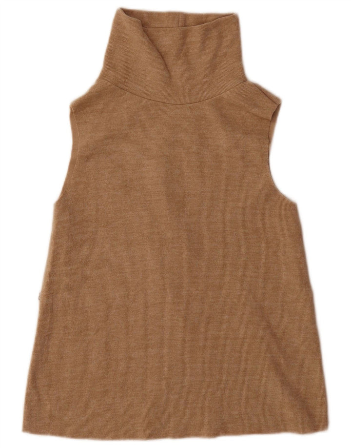 Zara Mujer Chaleco Top Reino Unido 8 Pequeño Algodón Beige