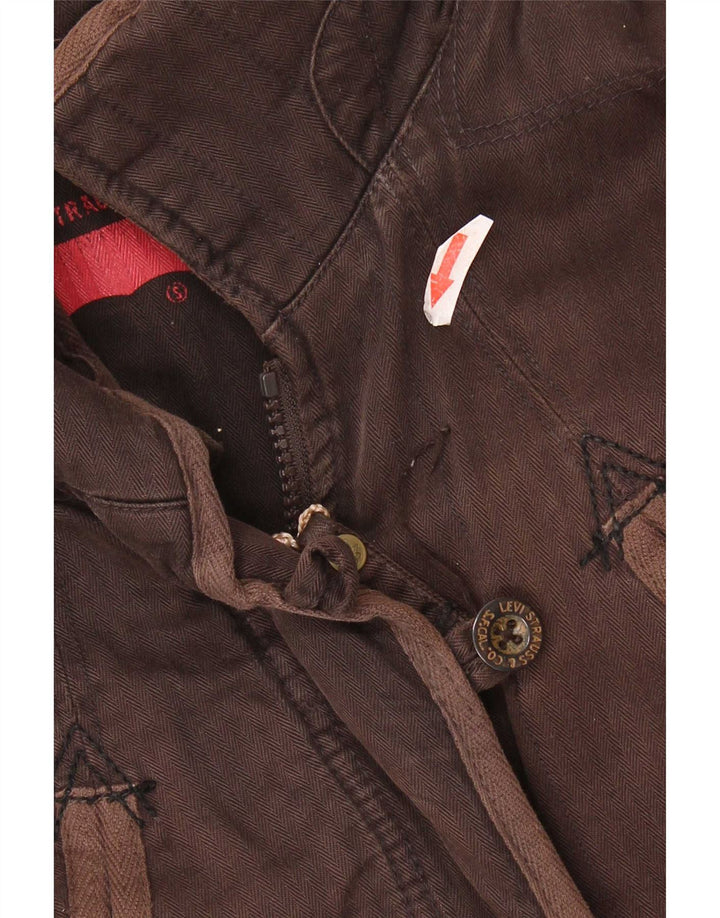 Levi's Chaqueta cortavientos para mujer UK 10 Small Brown Herringbone