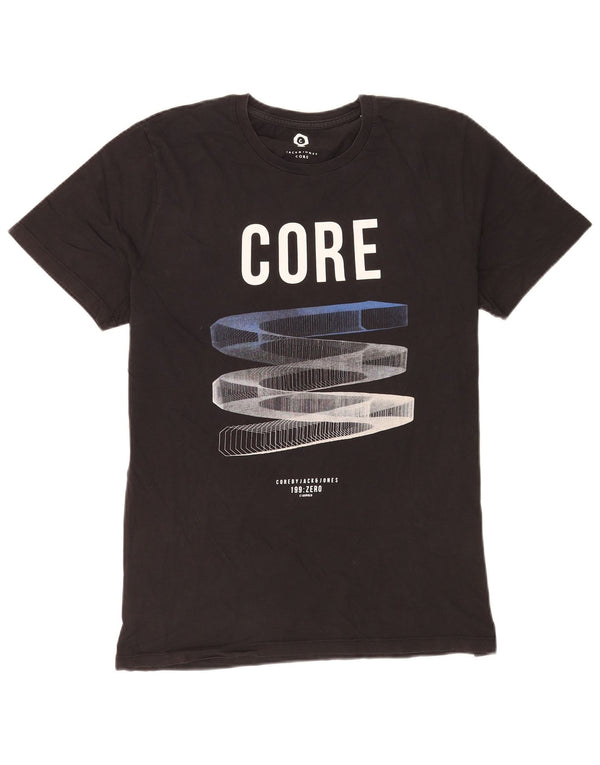 Jack & Jones - Camiseta gráfica para hombre, talla grande, algodón negro